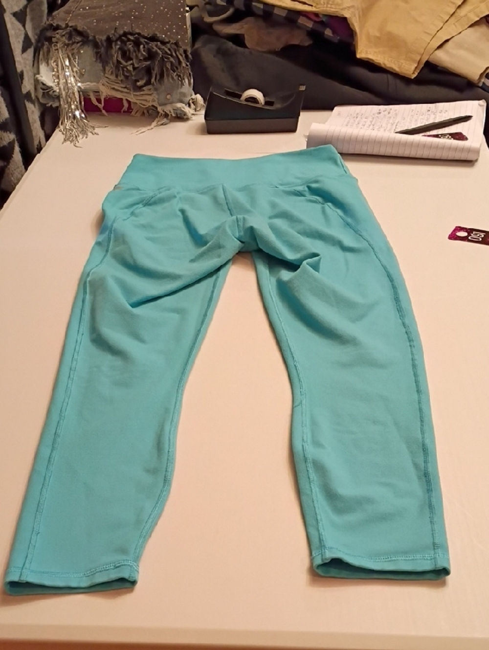 Fabletics Teal Capri-Length Leggings - Picture 5 of 7